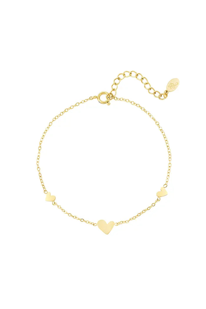 Keymi minimalistische gouden hartjes armband