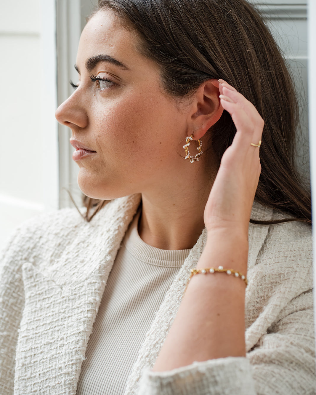 Gouden oorbellen met parels