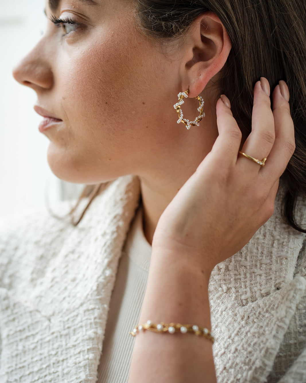 Gouden oorbellen met parels