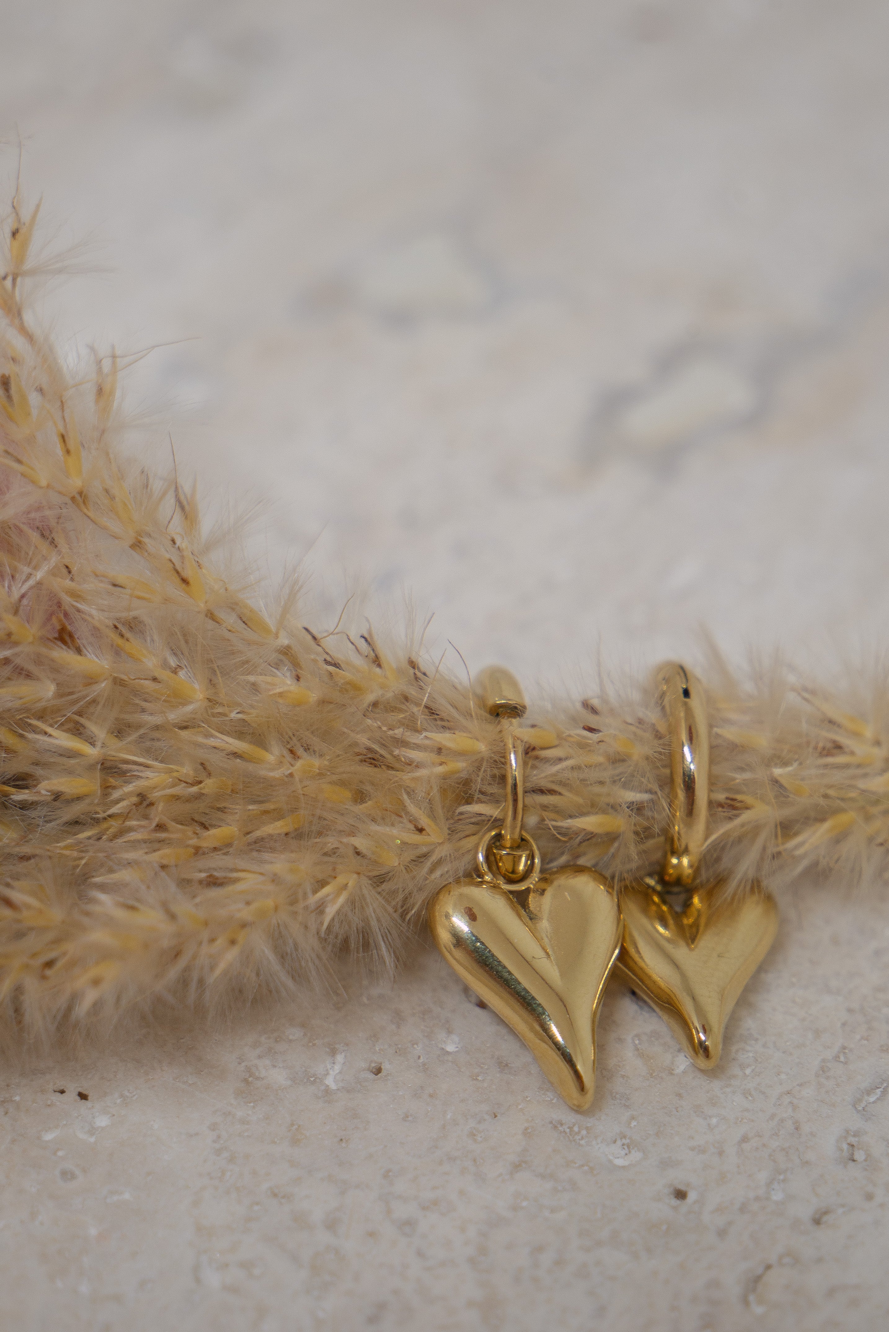 Kleine hartvormige gouden oorbellen