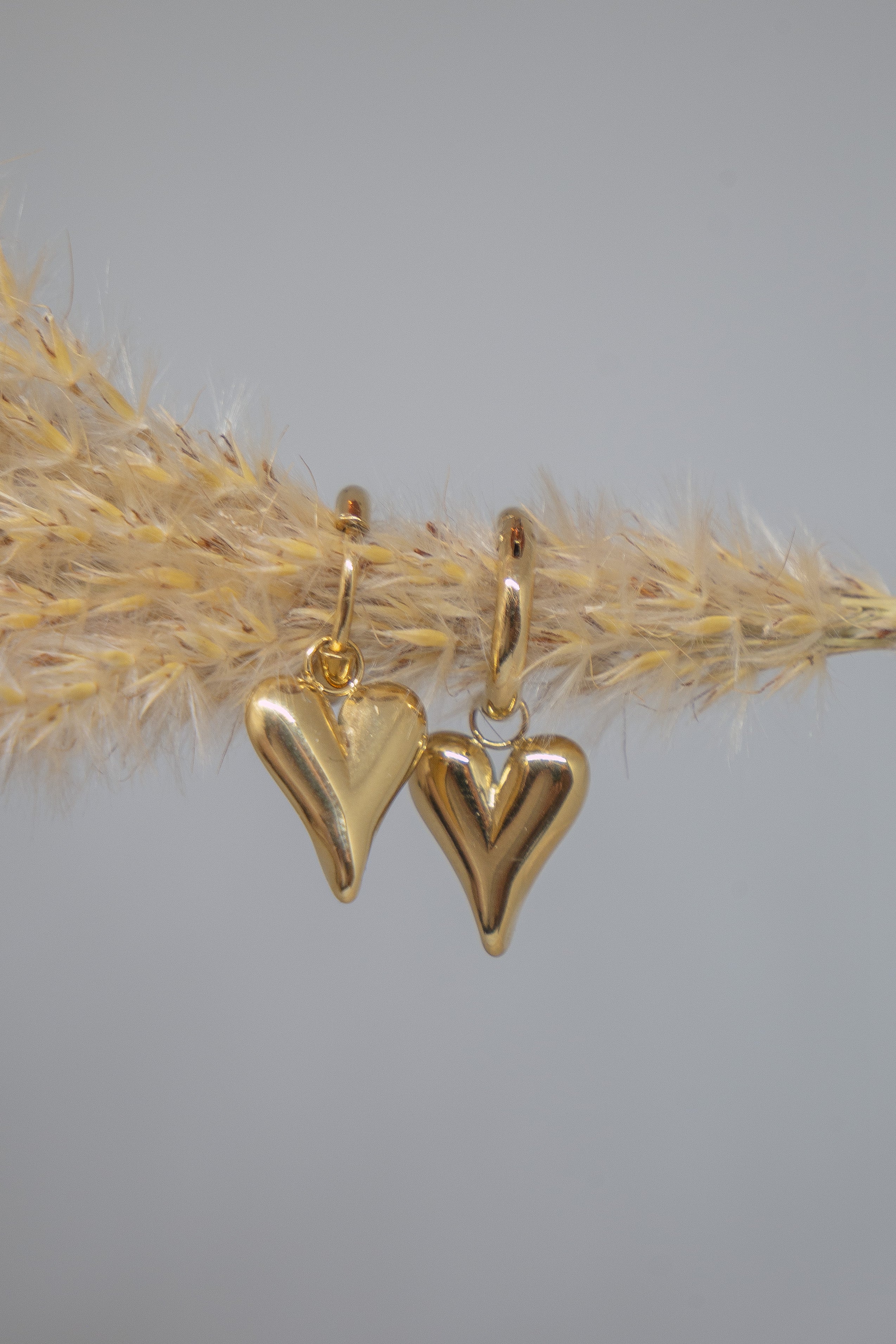 Kleine hartvormige gouden oorbellen