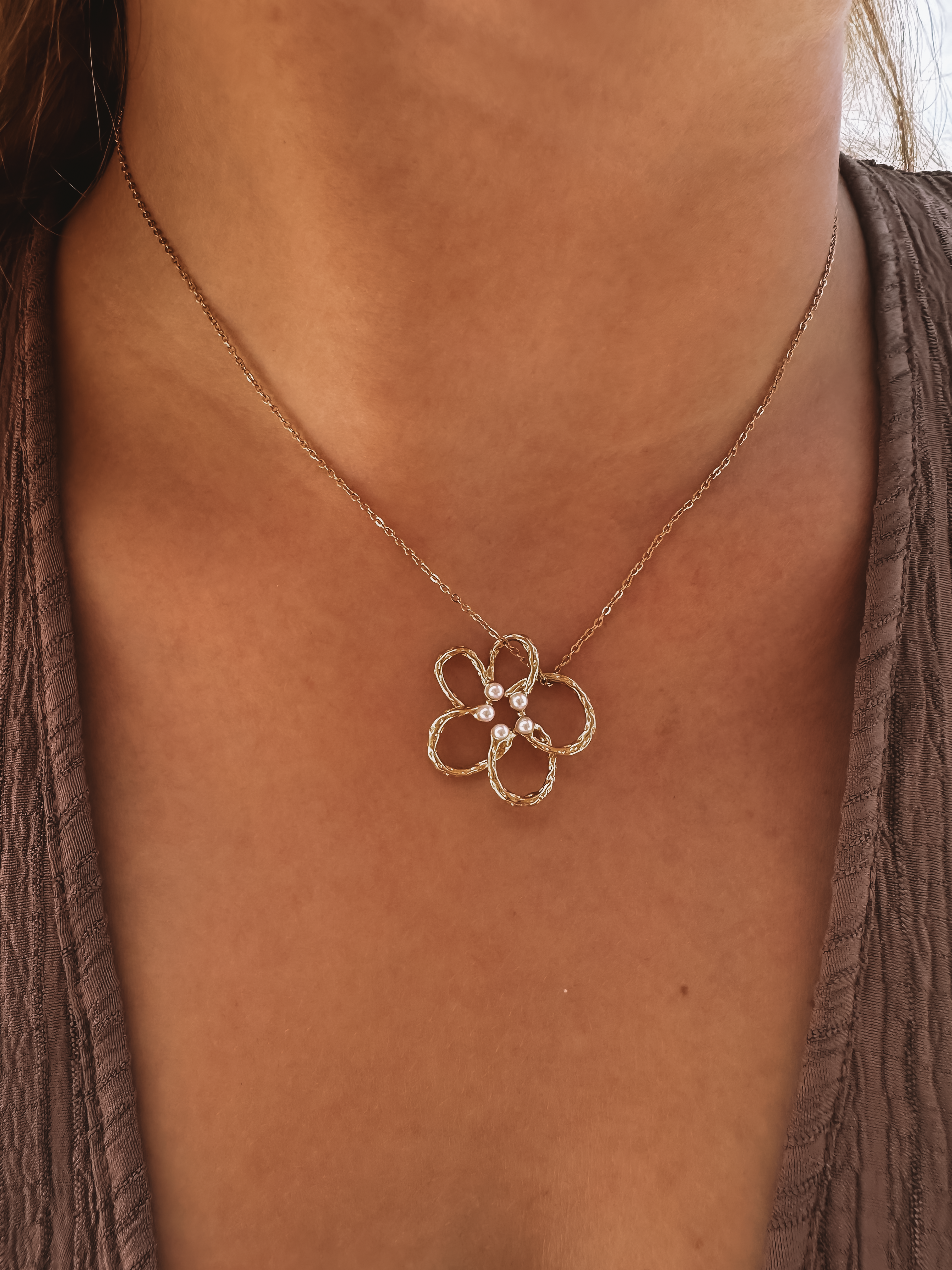 bedelketting-goud-bloem